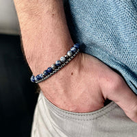 Sodalite - Sodalite natural stone and stainless steel bracelet