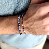 Sodalite - Sodalite natural stone and stainless steel bracelet