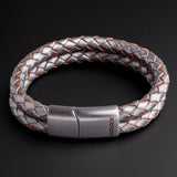 Storm – 6mm Premium Double-Layer Leather Bracelet (steel metallic)