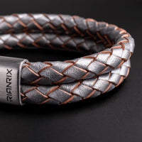 Storm – 6mm Premium Double-Layer Leather Bracelet (steel metallic)