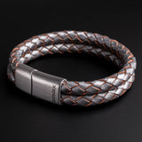 Storm – 6mm Premium Double-Layer Leather Bracelet (steel metallic)