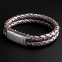 Storm – 6mm Premium Double-Layer Leather Bracelet (steel metallic)