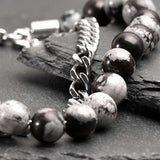 Thorne - Snowflake natural stone and stainless steel bracelet