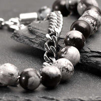 Thorne - Snowflake natural stone and stainless steel bracelet