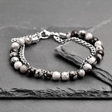 Thorne - Snowflake natural stone and stainless steel bracelet