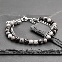 Thorne - Snowflake natural stone and stainless steel bracelet