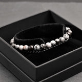Thorne - Snowflake natural stone and stainless steel bracelet