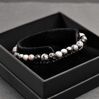 Thorne - Snowflake natural stone and stainless steel bracelet