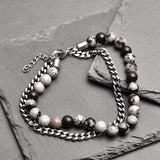 Thorne - Snowflake natural stone and stainless steel bracelet