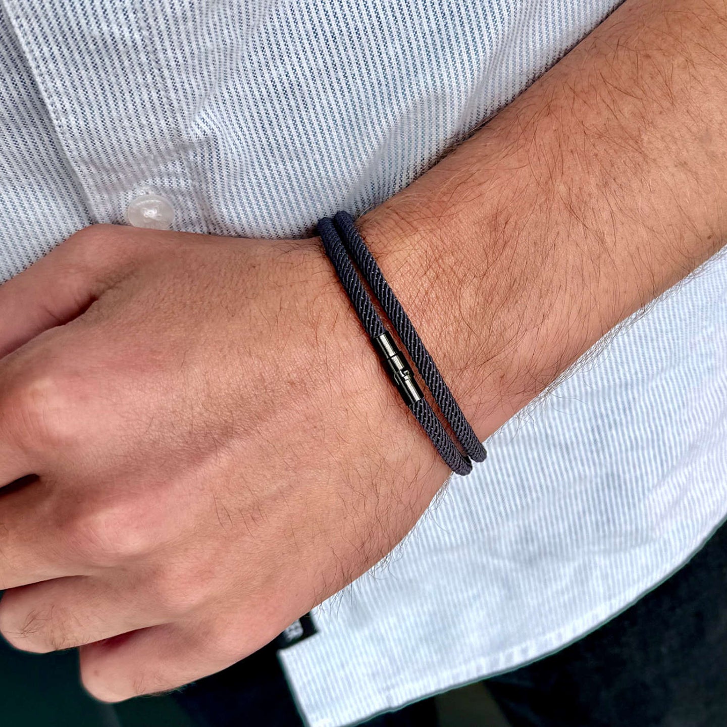 Titan - 4mm doube-layer Milan rope bracelet in black grey