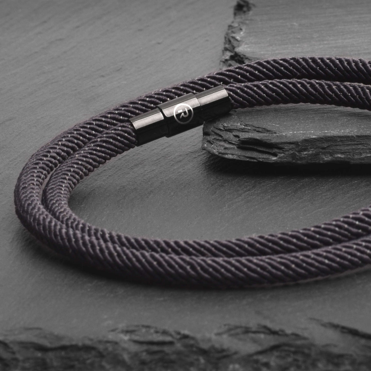 Titan - 4mm doube-layer Milan rope bracelet in black grey