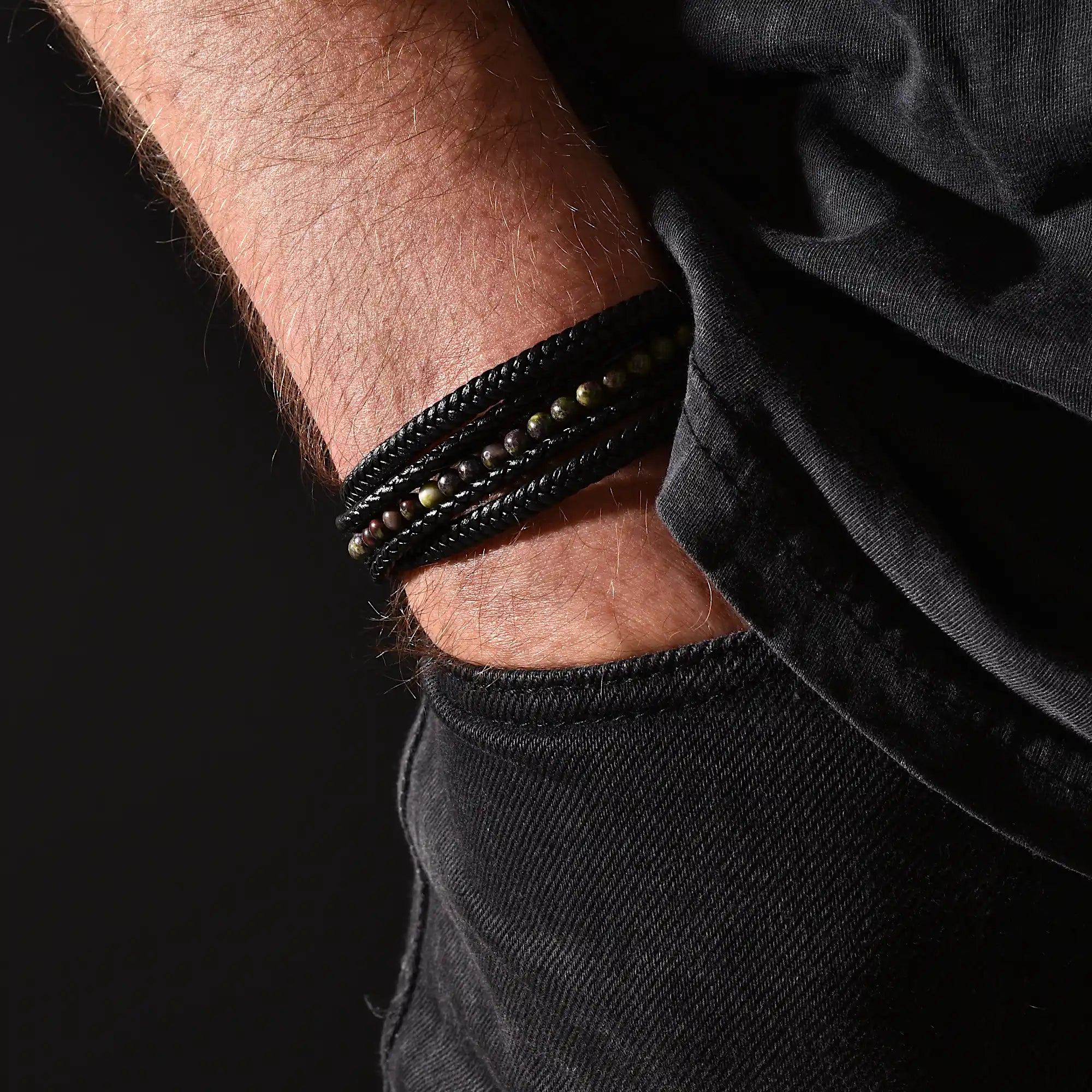 Varek — Dragon Blood Stone Multi-Layer Bracelet