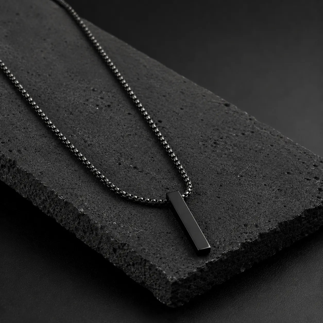 Vector — Black Bar Pendant Necklace